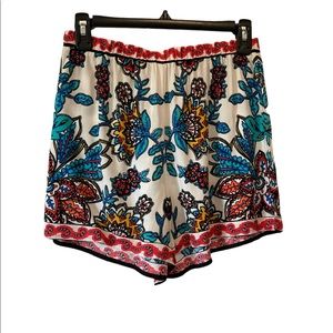 Freemarket Floral Paisley Print High Waisted Shorts Pull On Elastic Waist Medium